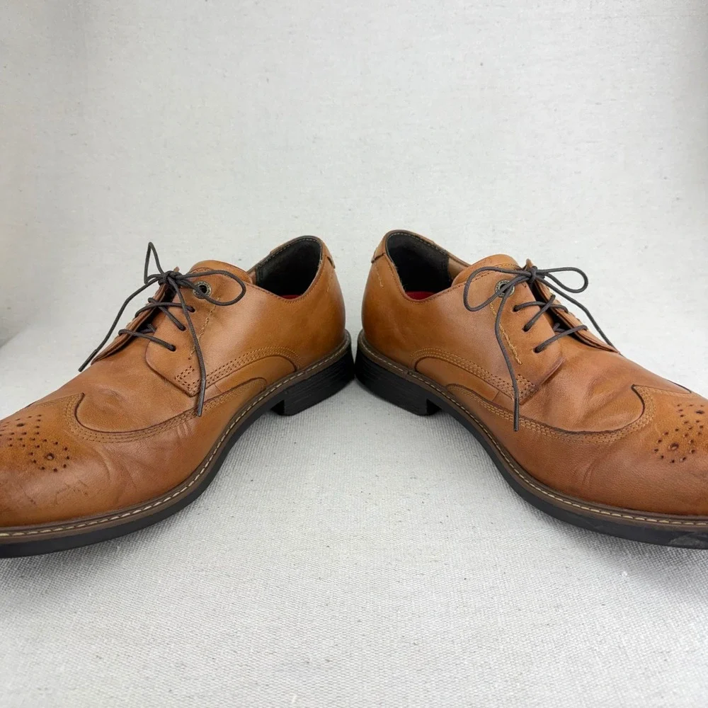 Rockport Essential Details Wingtip Oxford Tan Leather Mens Shoes V81649 Size 9 M